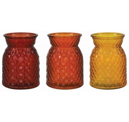 Diamond-Pattern Glass Vase - 3 Assorted Colors